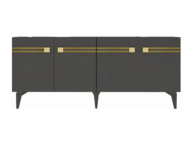 Aparador – 150 cm – Antracite e Dourado – Painel de partículas revestido a melamina