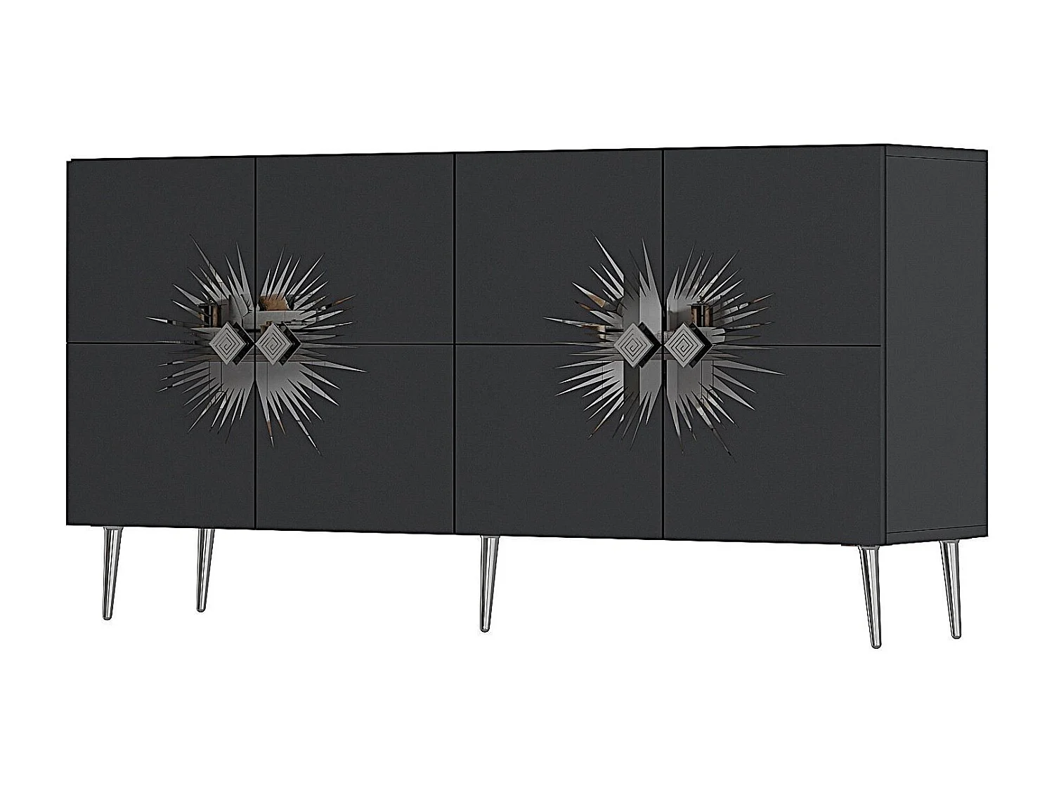 Aparador – 150 cm – Antracite e Prata – Painéis de partículas revestidos a melamina