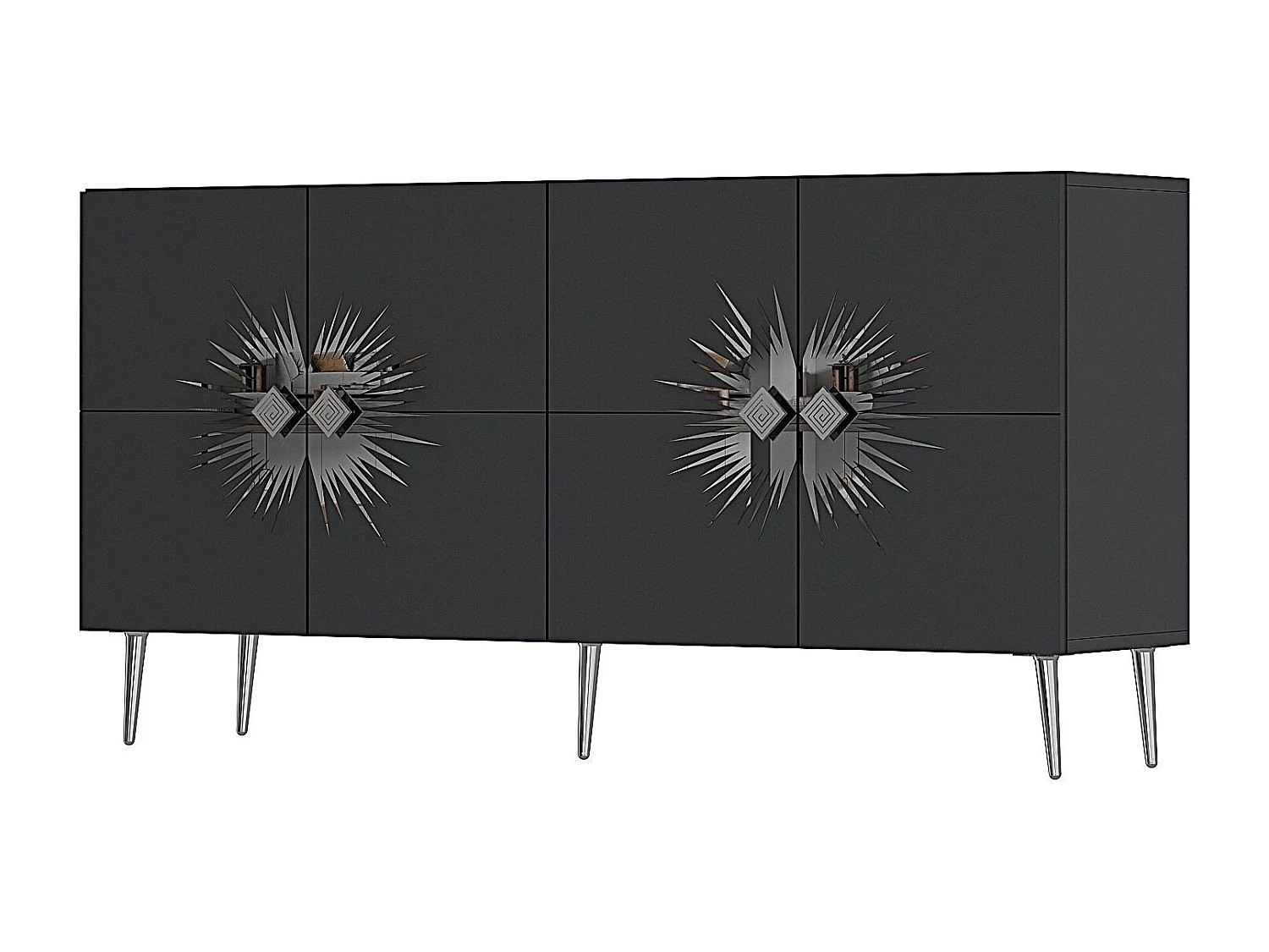 Aparador – 150 cm – Antracite e Prata – Painéis de partículas revestidos a melamina