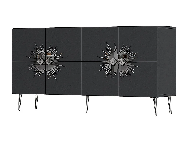 Aparador – 150 cm – Antracite e Prata – Painéis de partículas revestidos a melamina