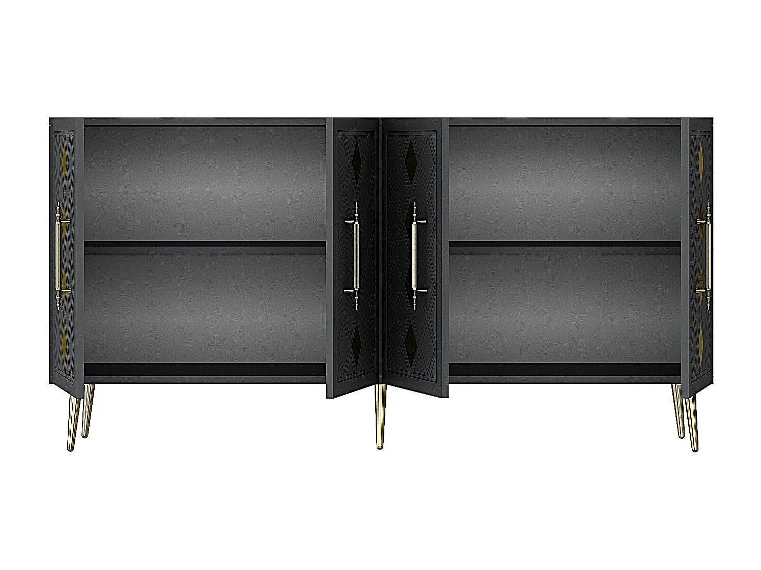 Aparador – 150 cm – Antracite/Dourado – Painéis de partículas revestidos a melamina