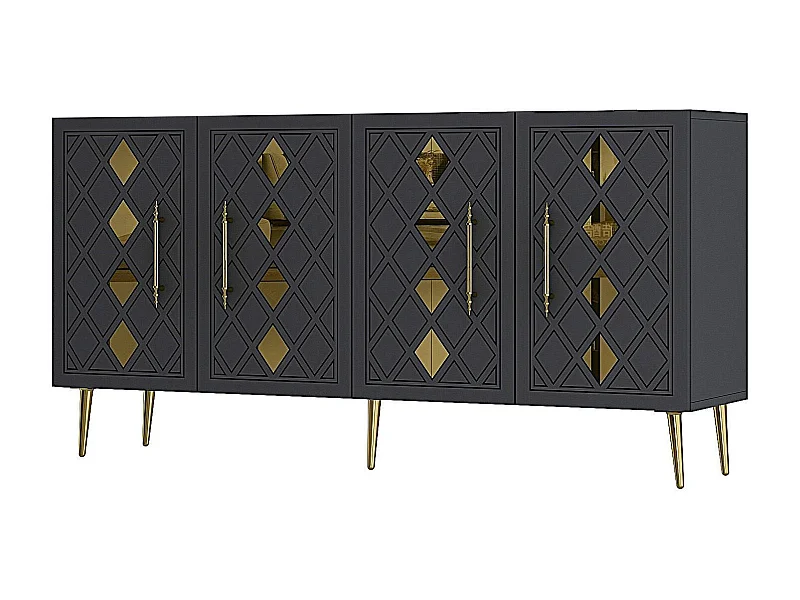 Aparador – 150 cm – Antracite/Dourado – Painéis de partículas revestidos a melamina