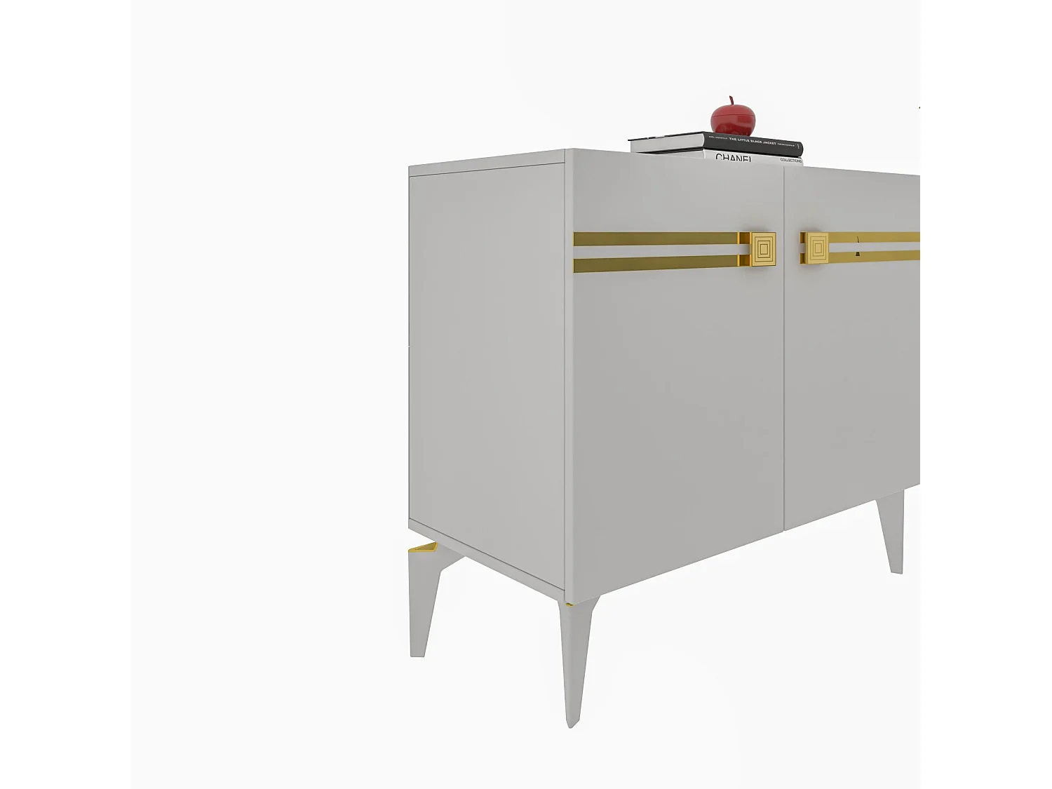 Aparador – 150 cm – Branco e Dourado – Painéis de partículas revestidos a melamina