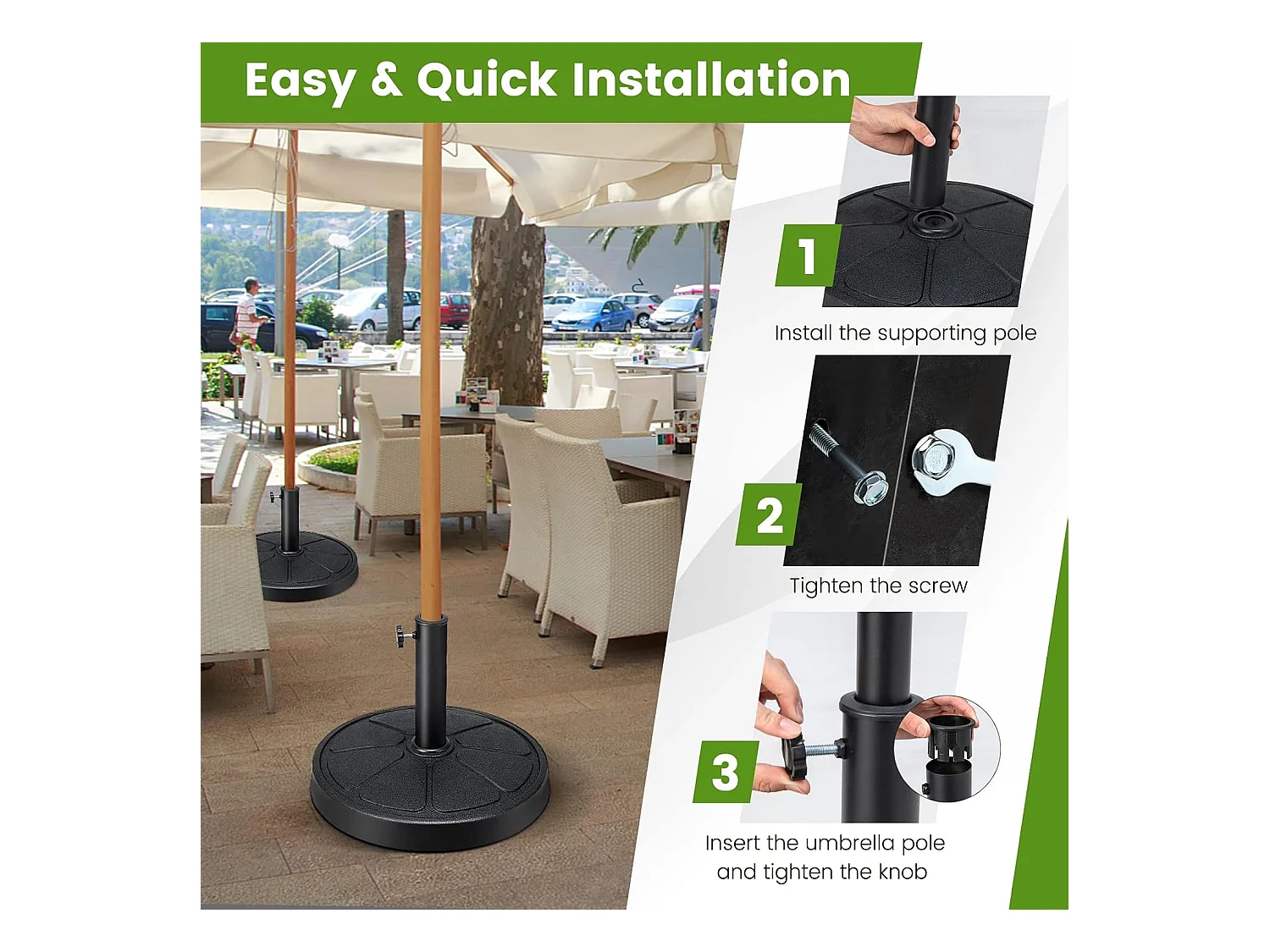 Parasolstandaard, 14 kg, ronde parasolstandaard voor parasolstangen van 38/48 mm, Ø 45 cm, marktparaplustandaard, parasolvoet voor tuin, balkon