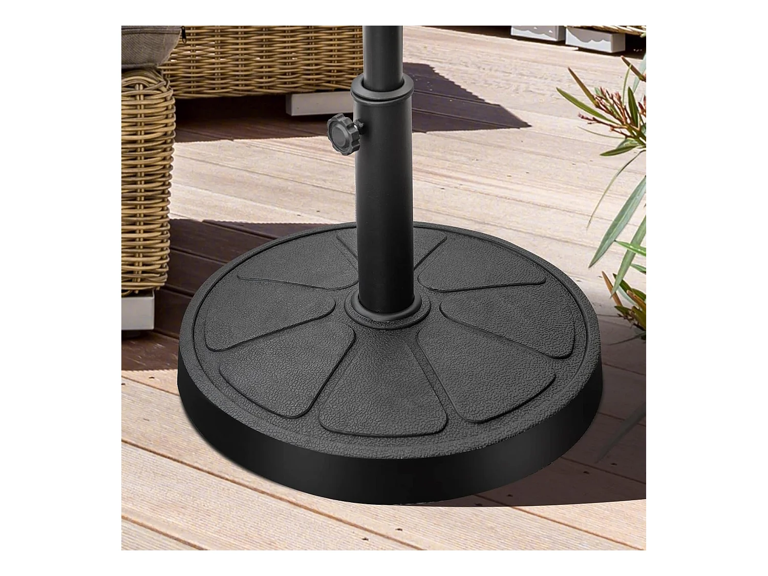 Parasolstandaard, 14 kg, ronde parasolstandaard voor parasolstangen van 38/48 mm, Ø 45 cm, marktparaplustandaard, parasolvoet voor tuin, balkon