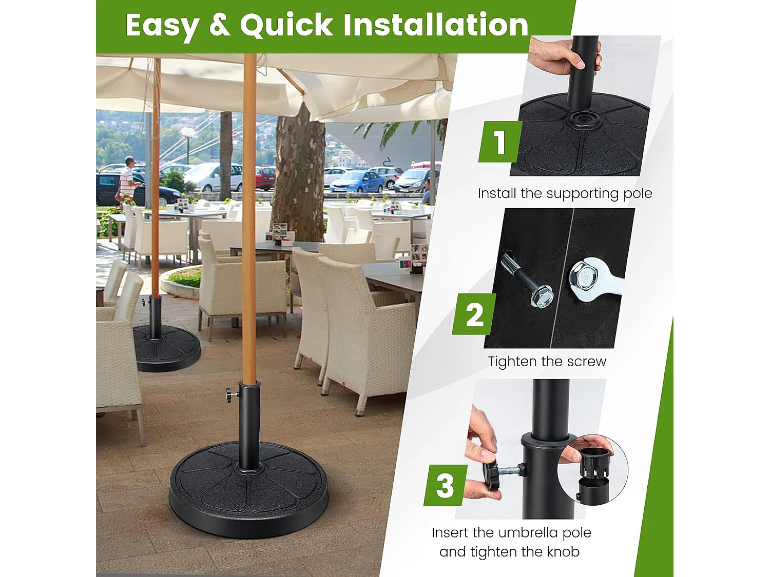 Parasolstandaard, 14 kg, ronde parasolstandaard voor parasolstangen van 38/48 mm, Ø 45 cm, marktparaplustandaard, parasolvoet voor tuin, balkon