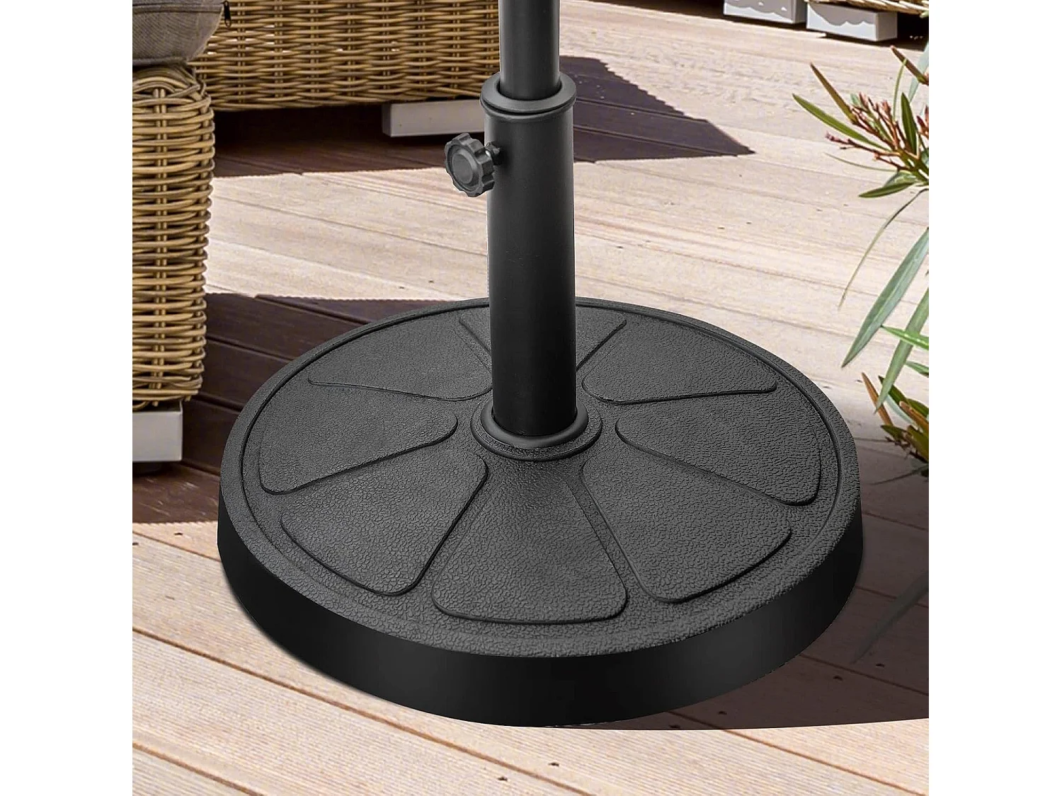 Parasolstandaard, 14 kg, ronde parasolstandaard voor parasolstangen van 38/48 mm, Ø 45 cm, marktparaplustandaard, parasolvoet voor tuin, balkon