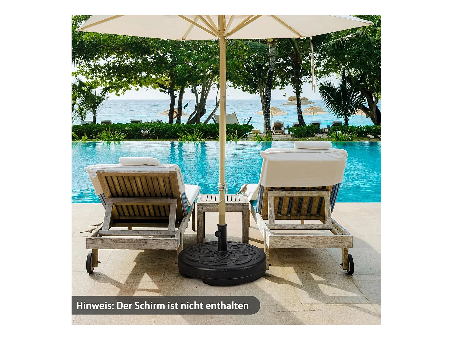 Parasolstandaard 23 liter / 39 kg vulbaar met water of zand, parasolvoet voor parasolstangen van 38/48 mm, Ø 56 cm, marktparasolvoet, parasolstandaard