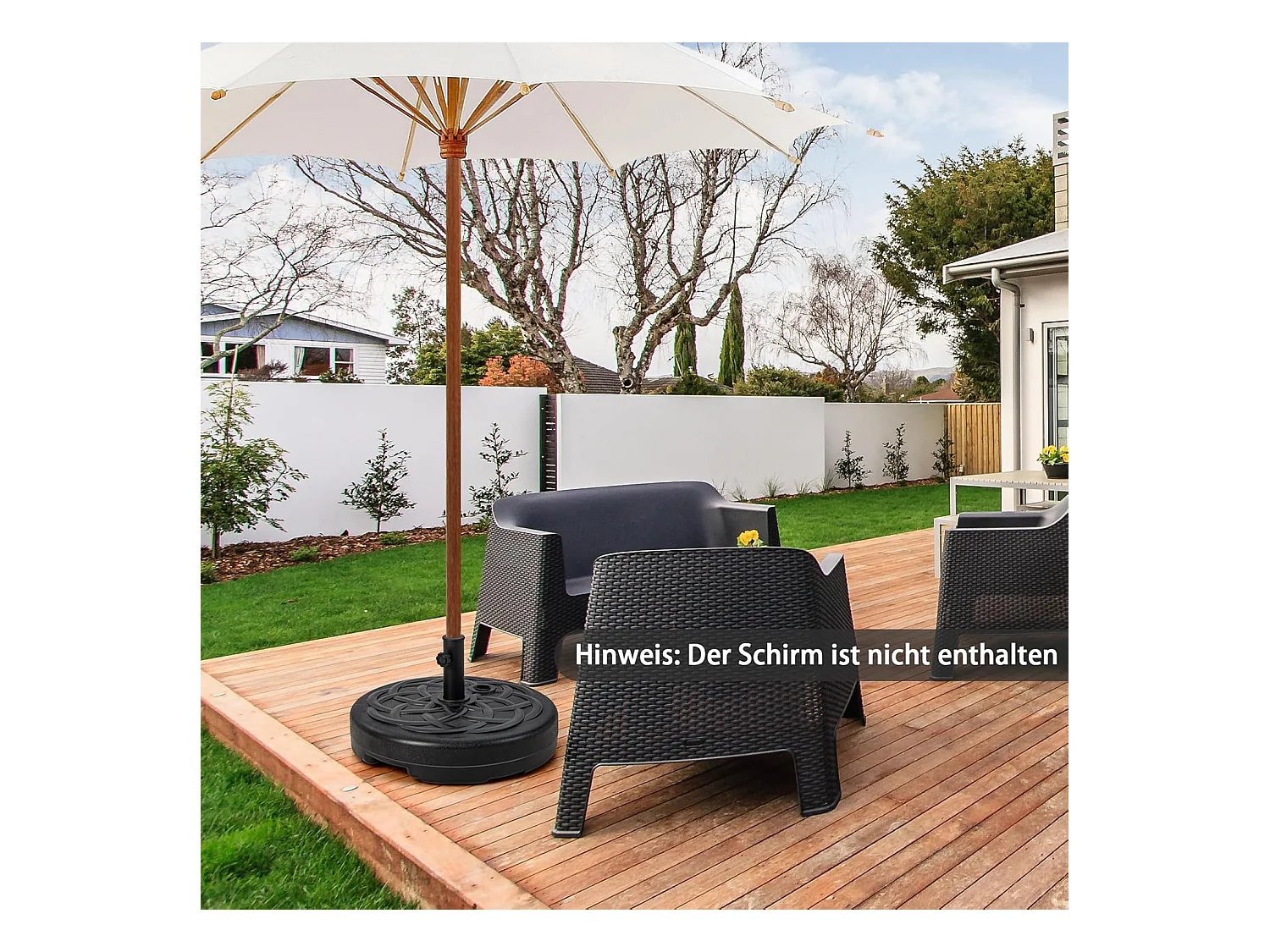 Parasolstandaard 23 liter / 39 kg vulbaar met water of zand, parasolvoet voor parasolstangen van 38/48 mm, Ø 56 cm, marktparasolvoet, parasolstandaard