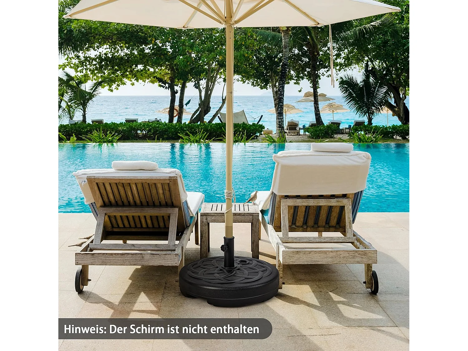 Parasolstandaard 23 liter / 39 kg vulbaar met water of zand, parasolvoet voor parasolstangen van 38/48 mm, Ø 56 cm, marktparasolvoet, parasolstandaard