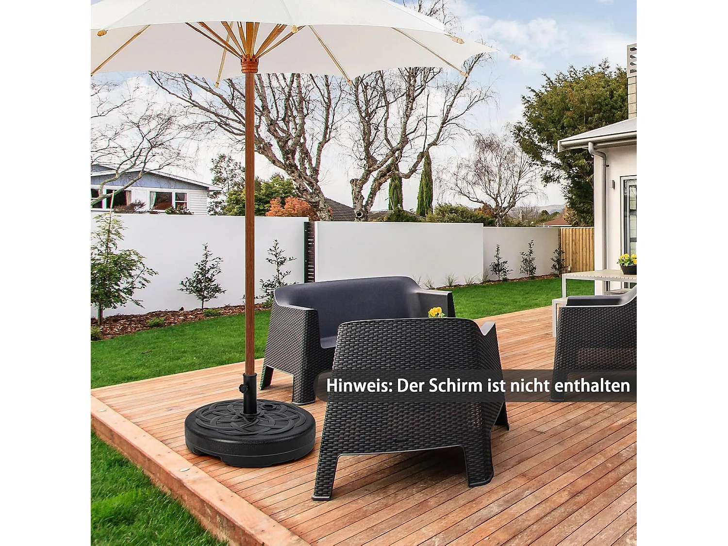 Parasolstandaard 23 liter / 39 kg vulbaar met water of zand, parasolvoet voor parasolstangen van 38/48 mm, Ø 56 cm, marktparasolvoet, parasolstandaard