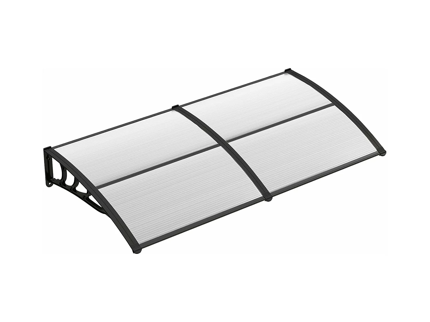 Luifel voor voordeur, overkapping van aluminium en polycarbonaat, transparante boogluifel, deurluifel, afdak voor huisdeur, 199 x 99 cm ZB33452