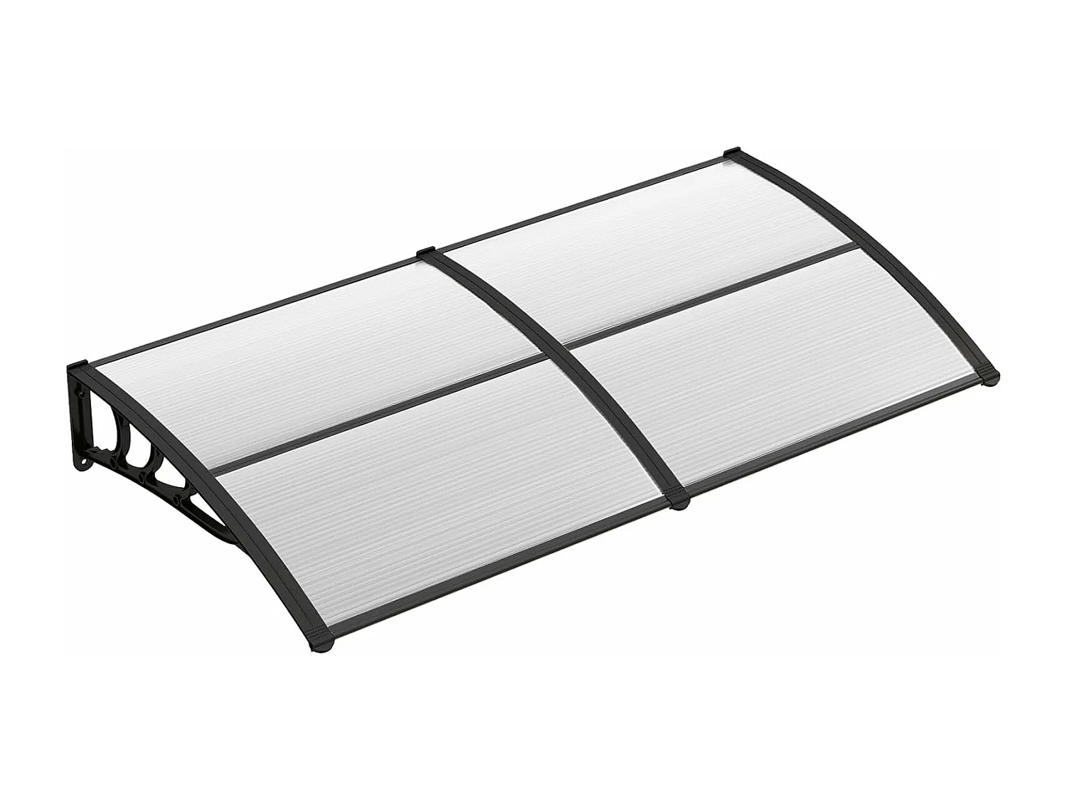 Luifel voor voordeur, overkapping van aluminium en polycarbonaat, transparante boogluifel, deurluifel, afdak voor huisdeur, 199 x 99 cm ZB33452