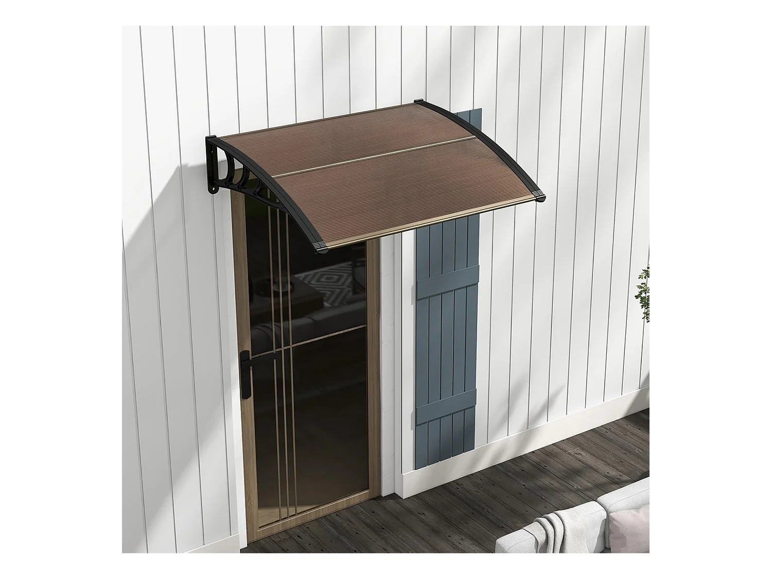 Luifel voor voordeur, overkapping van aluminium en polycarbonaat, transparante boogluifel, deurluifel, afdak voor huisdeur, 122 x 99 cm ZB33441