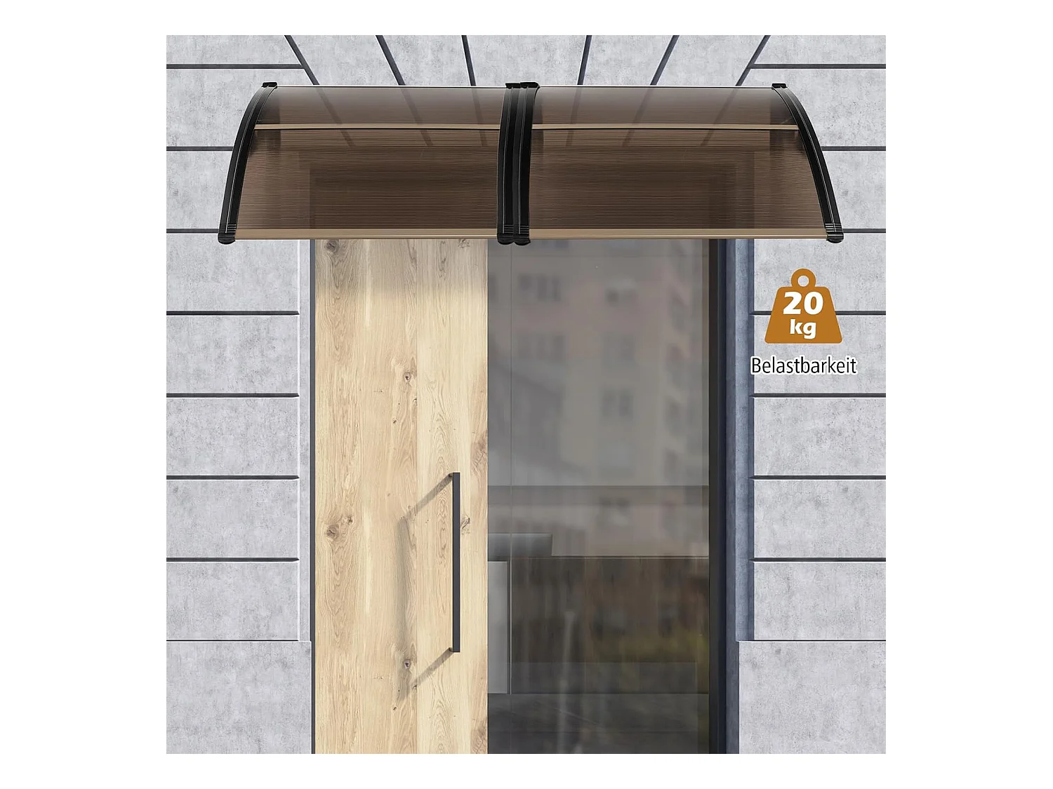 Luifel voor voordeur, overkapping van aluminium en polycarbonaat, transparante boogluifel, deurluifel, afdak voor huisdeur, 122 x 99 cm ZB33441