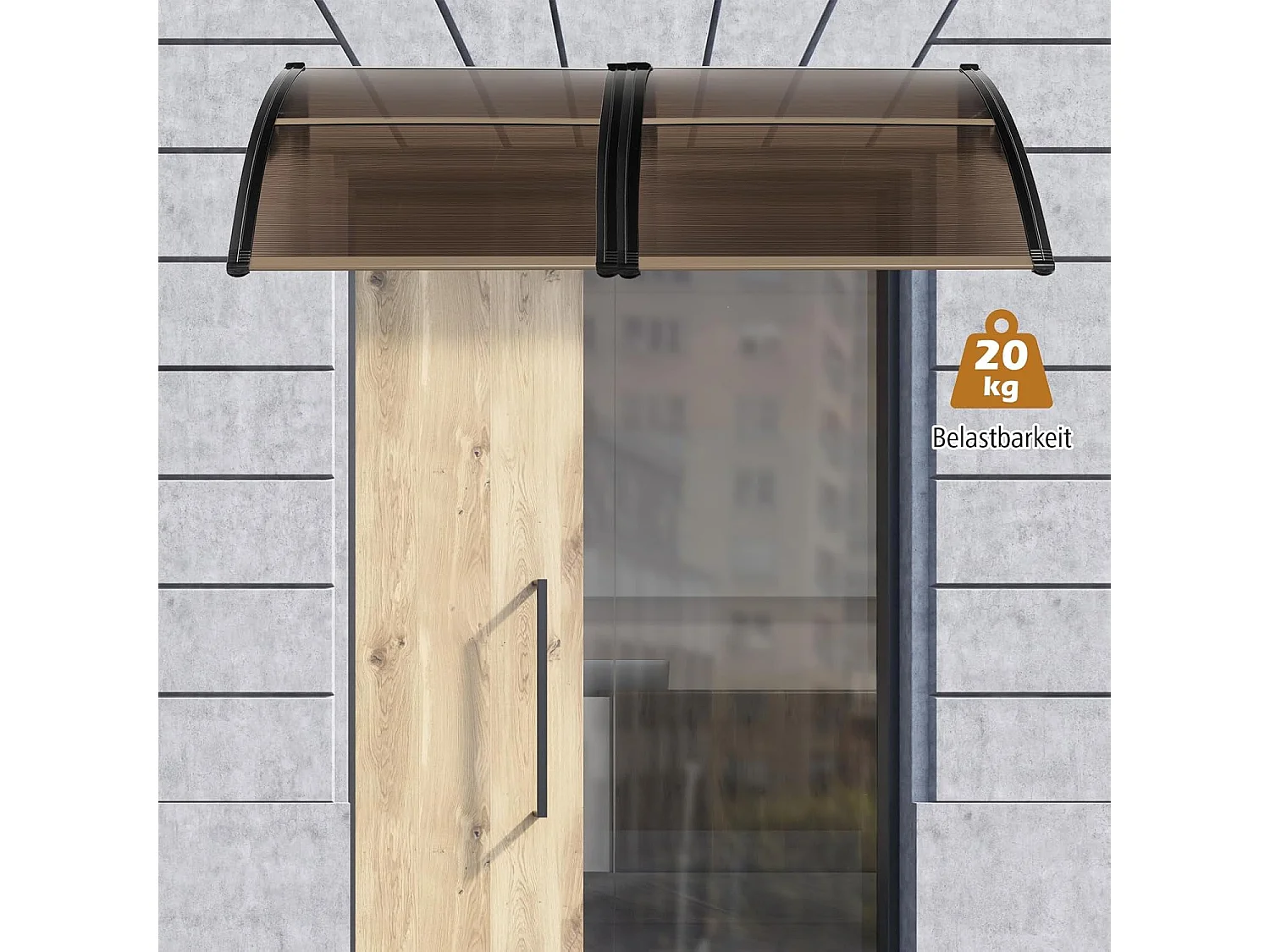 Luifel voor voordeur, overkapping van aluminium en polycarbonaat, transparante boogluifel, deurluifel, afdak voor huisdeur, 122 x 99 cm ZB33441