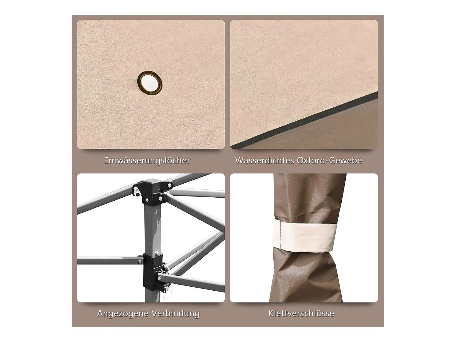 Paviljoen met dubbel dak, waterdicht, stabiel, winterbestendig, uv-bescherming 50+, vouwpaviljoen, tuinpaviljoen met draagtas, op wieltjes, achtertuin ZB33811