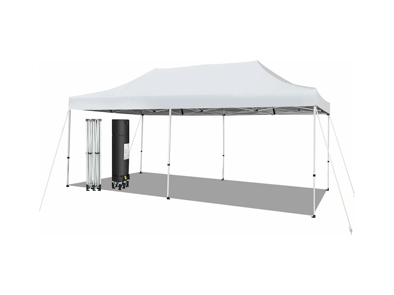 Vouwpaviljoen, paviljoen met wielen, uv-bescherming 50+, waterdicht, stabiele partytent, pop-up tuinpaviljoen voor festivals, feest, tuin, wit, 3 x 6 m ZB32065