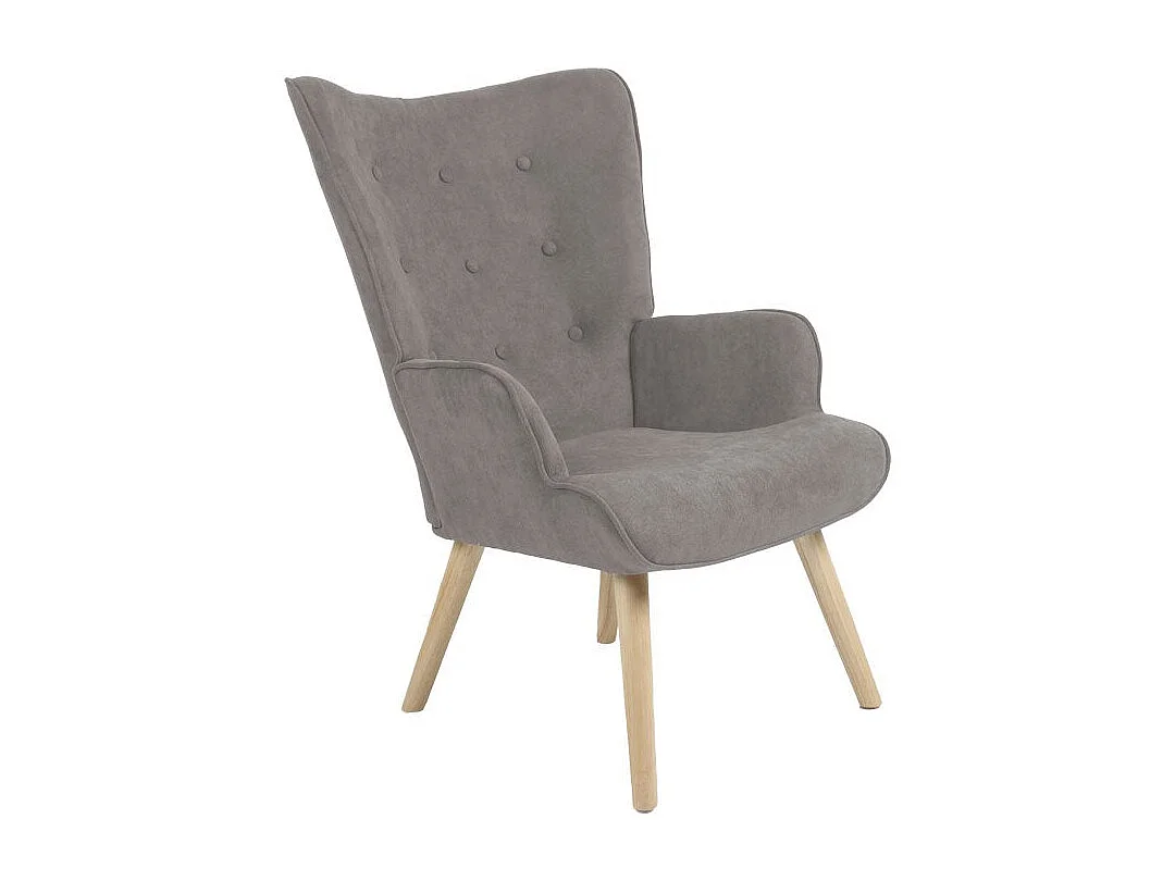 Fauteuil Fluffy tissu gris-pied en hévéa naturel 75x69x96cm