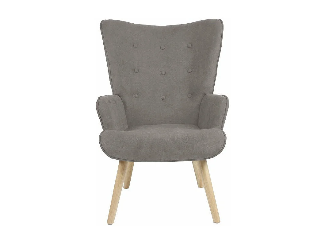 Fauteuil Fluffy tissu gris-pied en hévéa naturel 75x69x96cm
