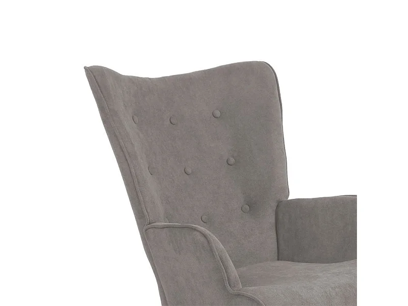 Fauteuil Fluffy tissu gris-pied en hévéa naturel 75x69x96cm
