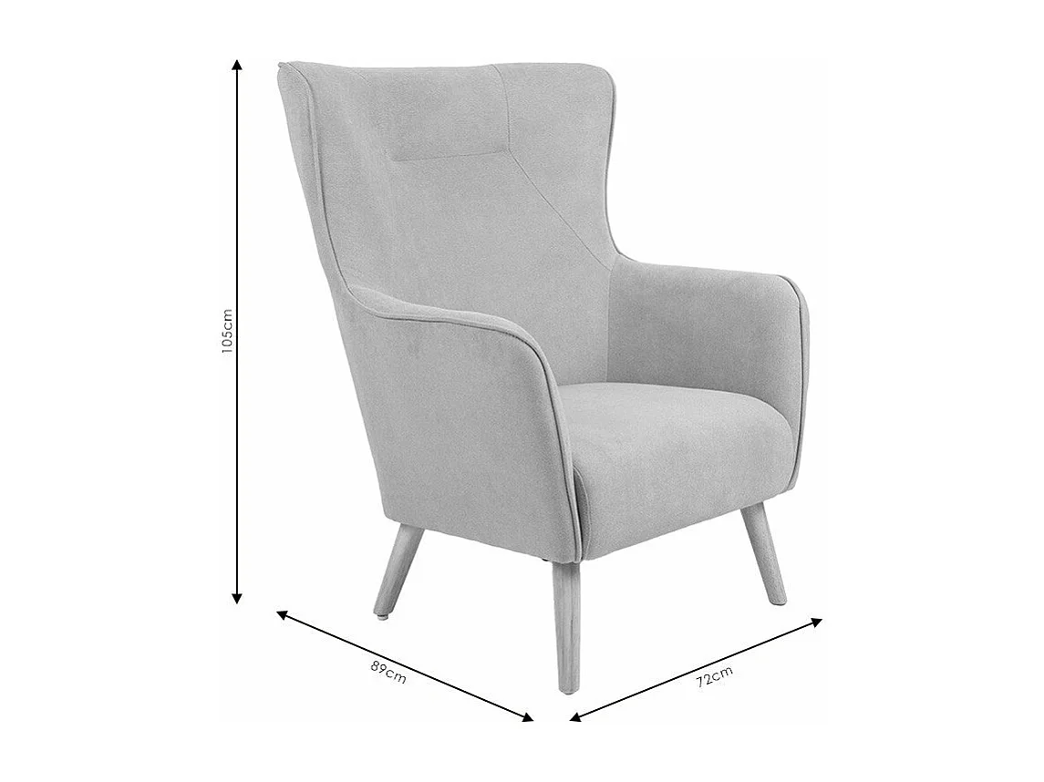 Fauteuil Fluffy tissu gris-pied en hévéa naturel 75x69x96cm