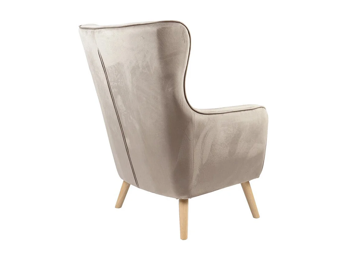 fauteuil insicive tissu velours beige-pied naturel 72x89x105cm