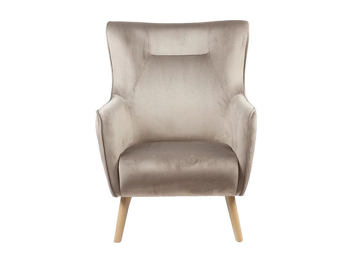 fauteuil insicive tissu velours beige-pied naturel 72x89x105cm