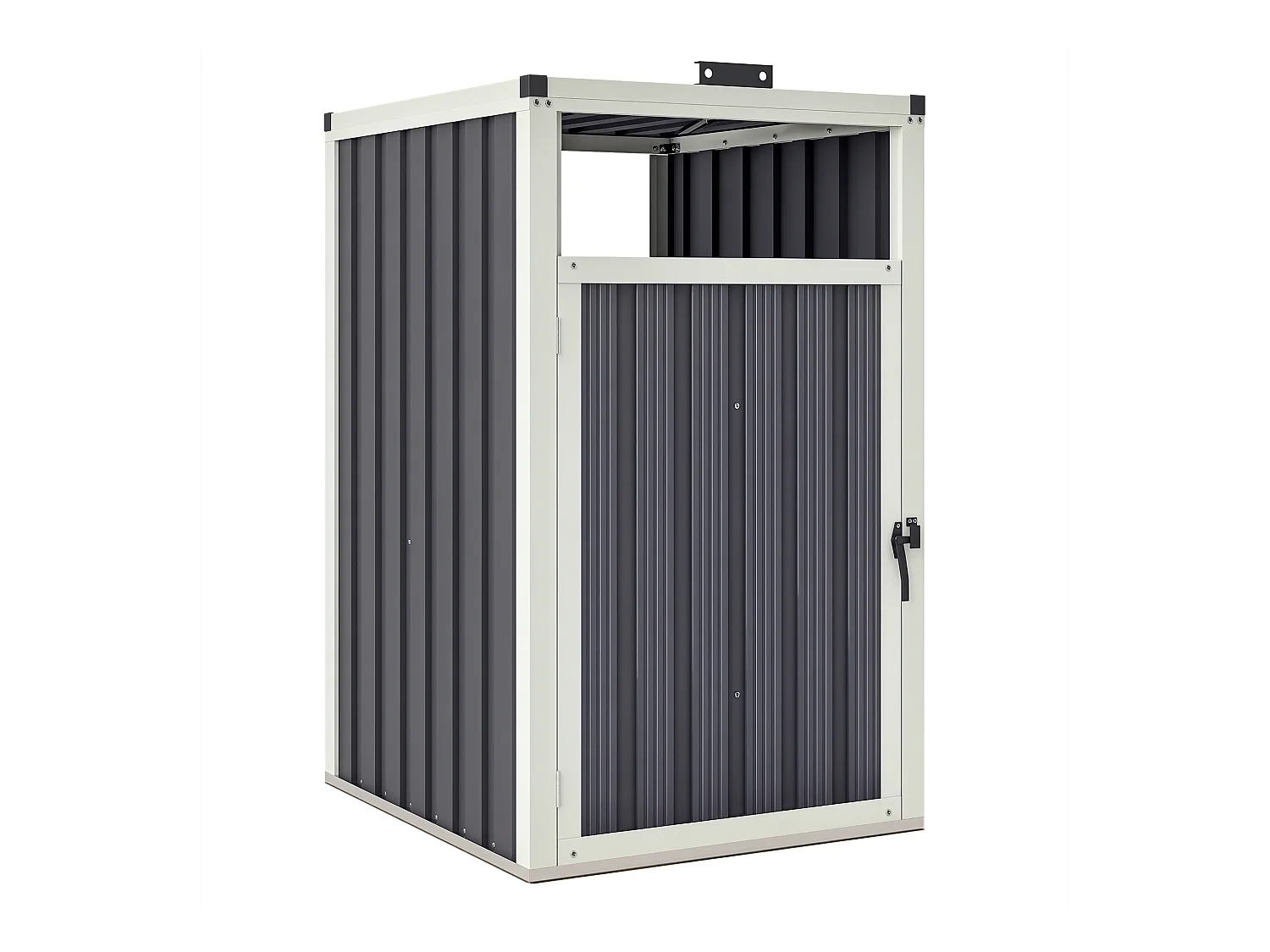 Abri poubelle - cache poubelle - 240L - porte, couvercle - tôle acier ondulé blanc gris