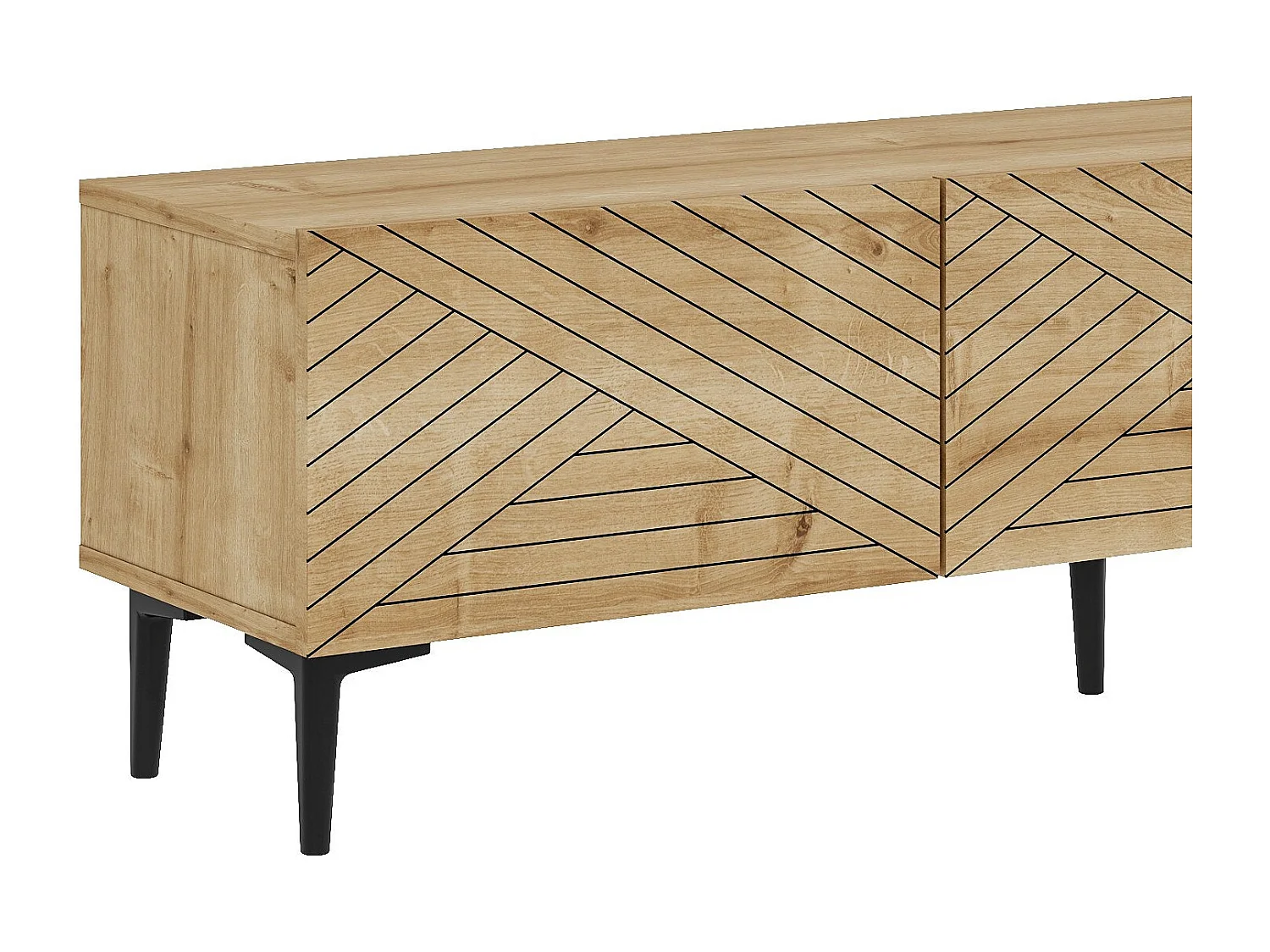 Móvel de TV em painel de partículas revestido a melamina – 160 cm – Carvalho Safira