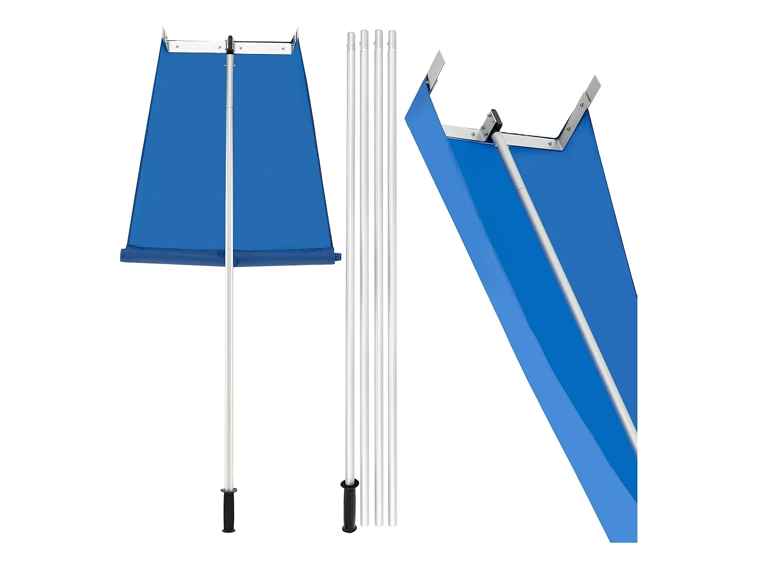 Sneeuwruimer voor dak, sneeuwruimer met telescoopsteel, antislip handgreep en klittenbandsluiting, dakruimer, sneeuwschuiver van aluminium, instelbereik 170-608 cm