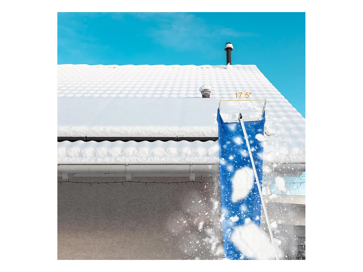 Sneeuwruimer voor dak, sneeuwruimer met telescoopsteel, antislip handgreep en klittenbandsluiting, dakruimer, sneeuwschuiver van aluminium, instelbereik 170-608 cm