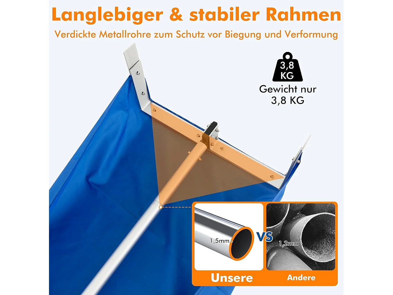 Sneeuwruimer voor dak, sneeuwruimer met telescoopsteel, antislip handgreep en klittenbandsluiting, dakruimer, sneeuwschuiver van aluminium, instelbereik 170-608 cm