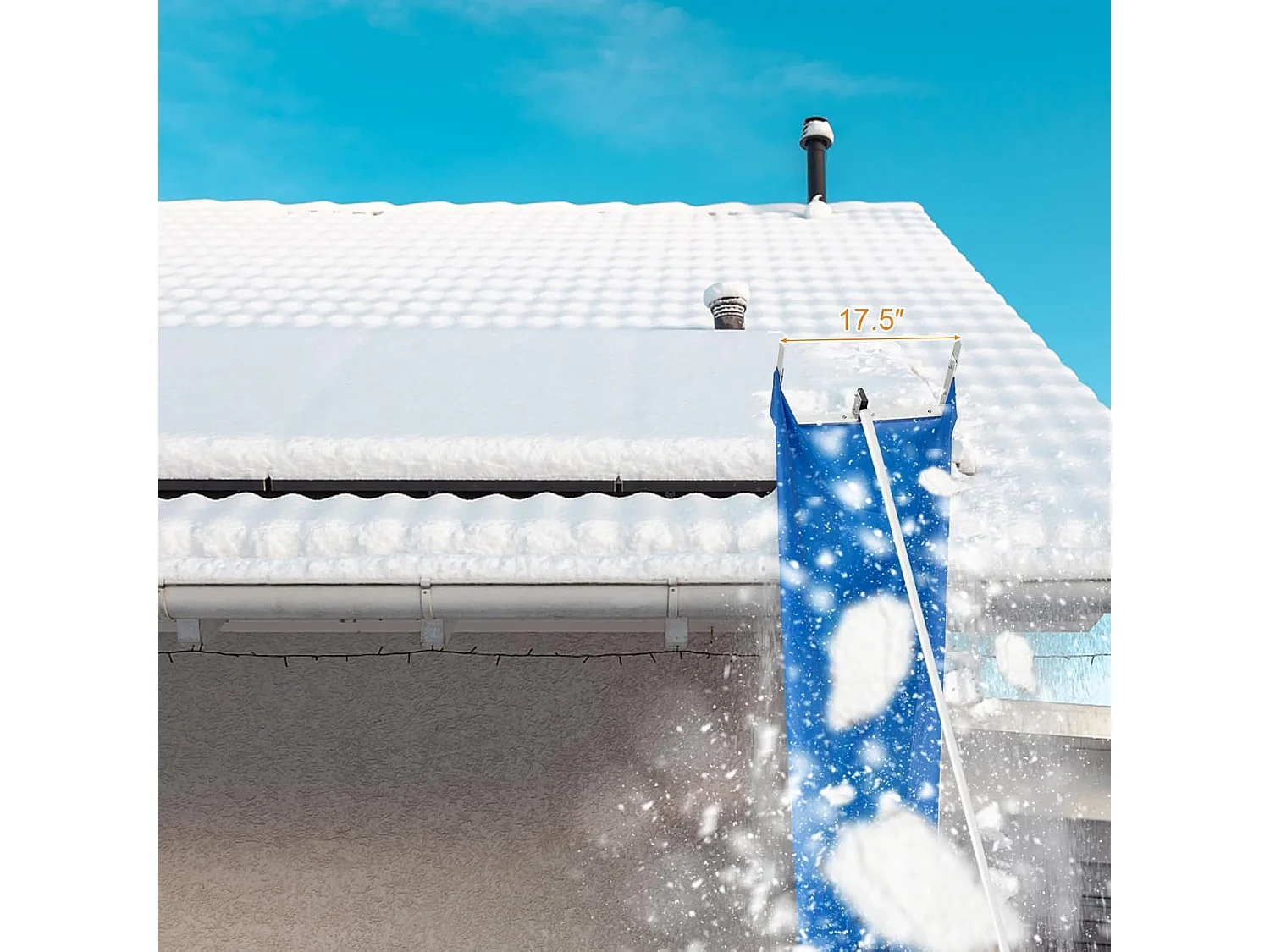 Sneeuwruimer voor dak, sneeuwruimer met telescoopsteel, antislip handgreep en klittenbandsluiting, dakruimer, sneeuwschuiver van aluminium, instelbereik 170-608 cm