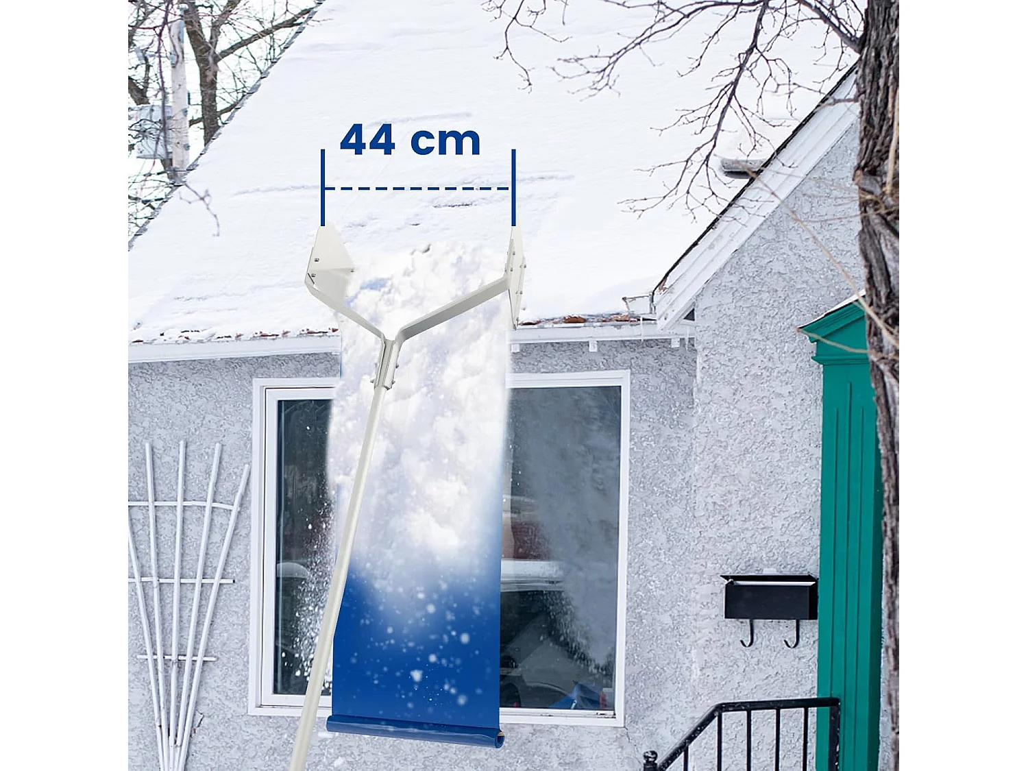 Sneeuwruimer voor dak, sneeuwruimer met telescoopsteel en antislip handgreep, dakruimer, sneeuwschep, sneeuwschuiver van aluminium, instelbereik 187-624 cm