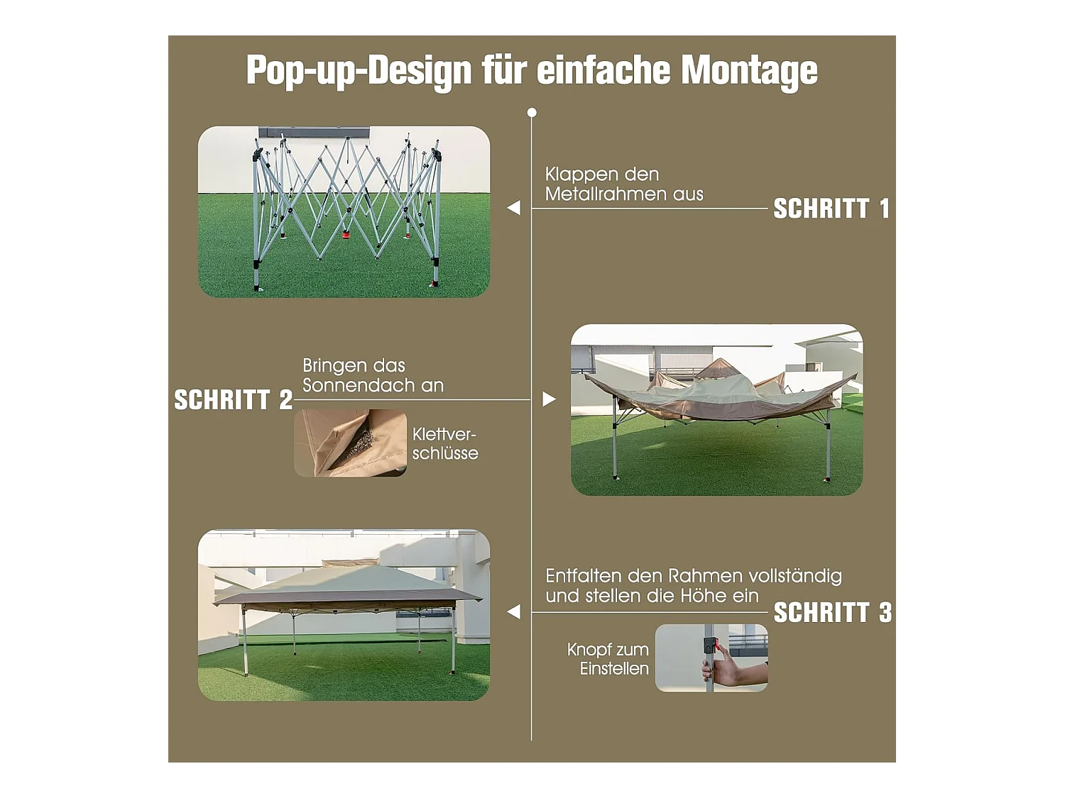 3,6 x 3,6 m paviljoen met dubbel dak, waterdicht, stabiel, winterbestendig, uv-bescherming 50+, vouwpaviljoen, tuinpaviljoen met draagtas, op wieltjes, ZB33684