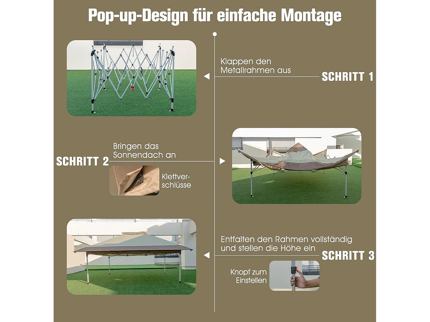 3,6 x 3,6 m paviljoen met dubbel dak, waterdicht, stabiel, winterbestendig, uv-bescherming 50+, vouwpaviljoen, tuinpaviljoen met draagtas, op wieltjes, ZB33684