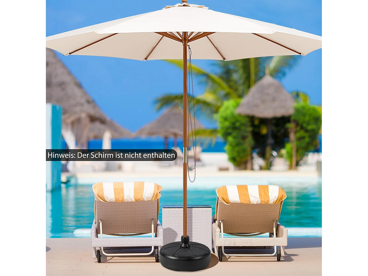 Parasolstandaard vulbaar, parasolstandaard voor parasolstangen van 38 mm, Ø 37 cm, marktparasolstandaard, parasolstandaard voor balkon, tuin