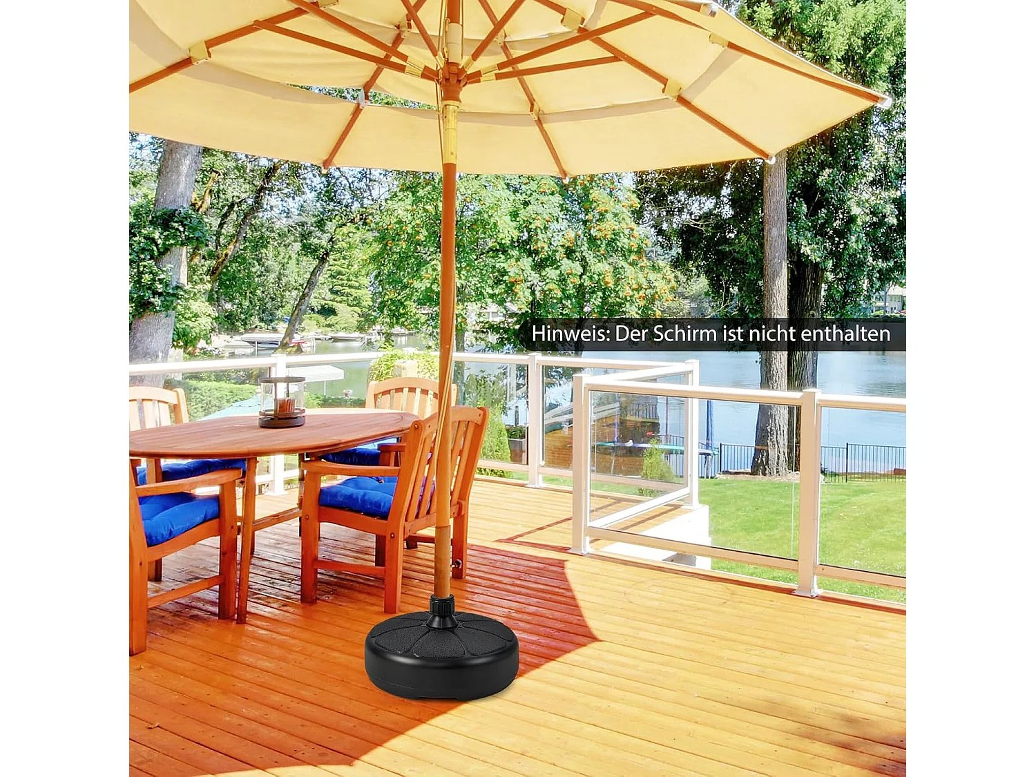 Parasolstandaard vulbaar, parasolstandaard voor parasolstangen van 38 mm, Ø 37 cm, marktparasolstandaard, parasolstandaard voor balkon, tuin