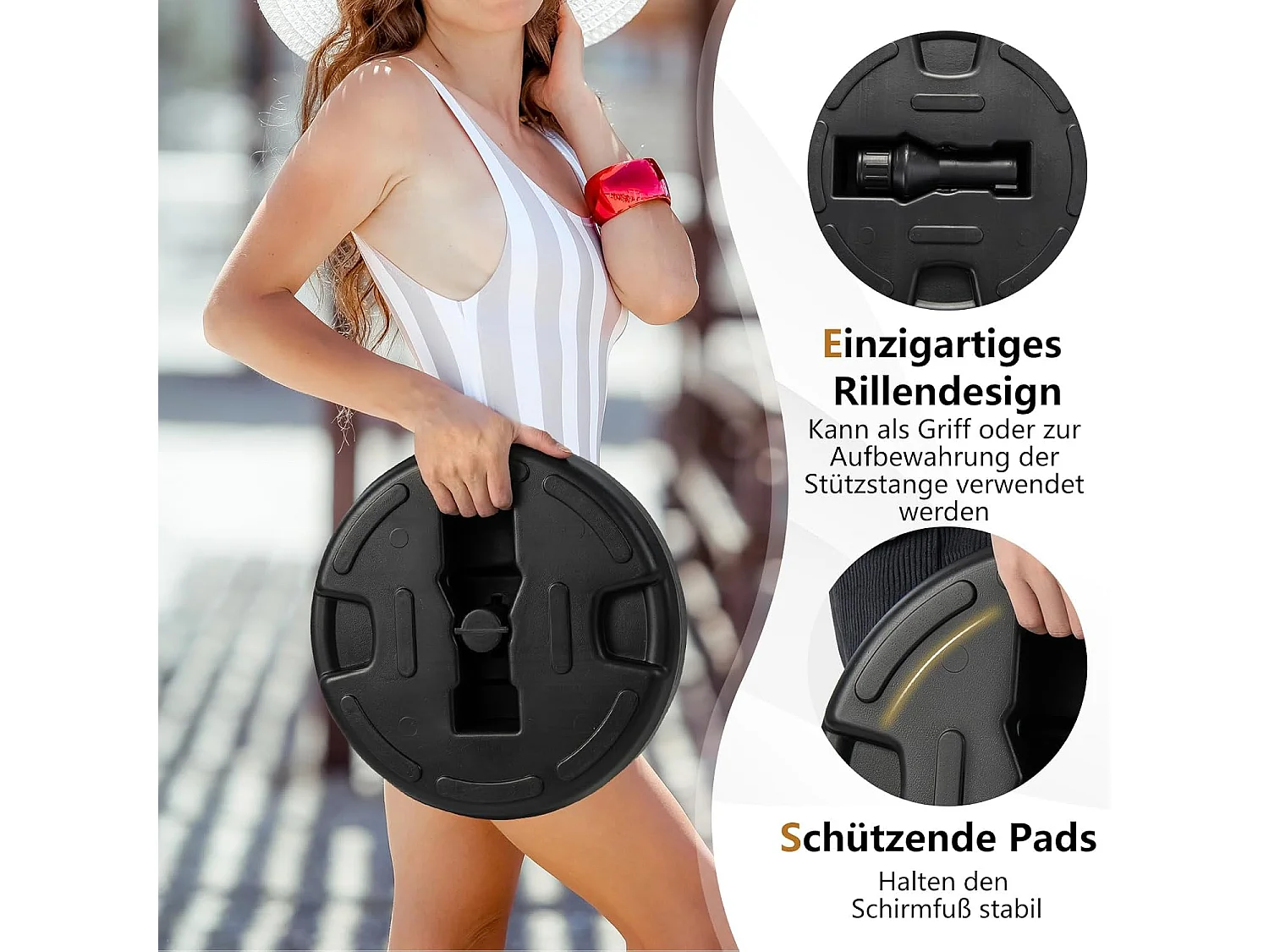 Parasolstandaard vulbaar, parasolstandaard voor parasolstangen van 38 mm, Ø 37 cm, marktparasolstandaard, parasolstandaard voor balkon, tuin