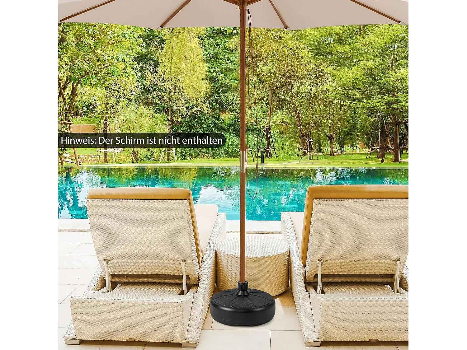 Parasolstandaard vulbaar, parasolstandaard voor parasolstangen van 38 mm, Ø 37 cm, marktparasolstandaard, parasolstandaard voor balkon, tuin