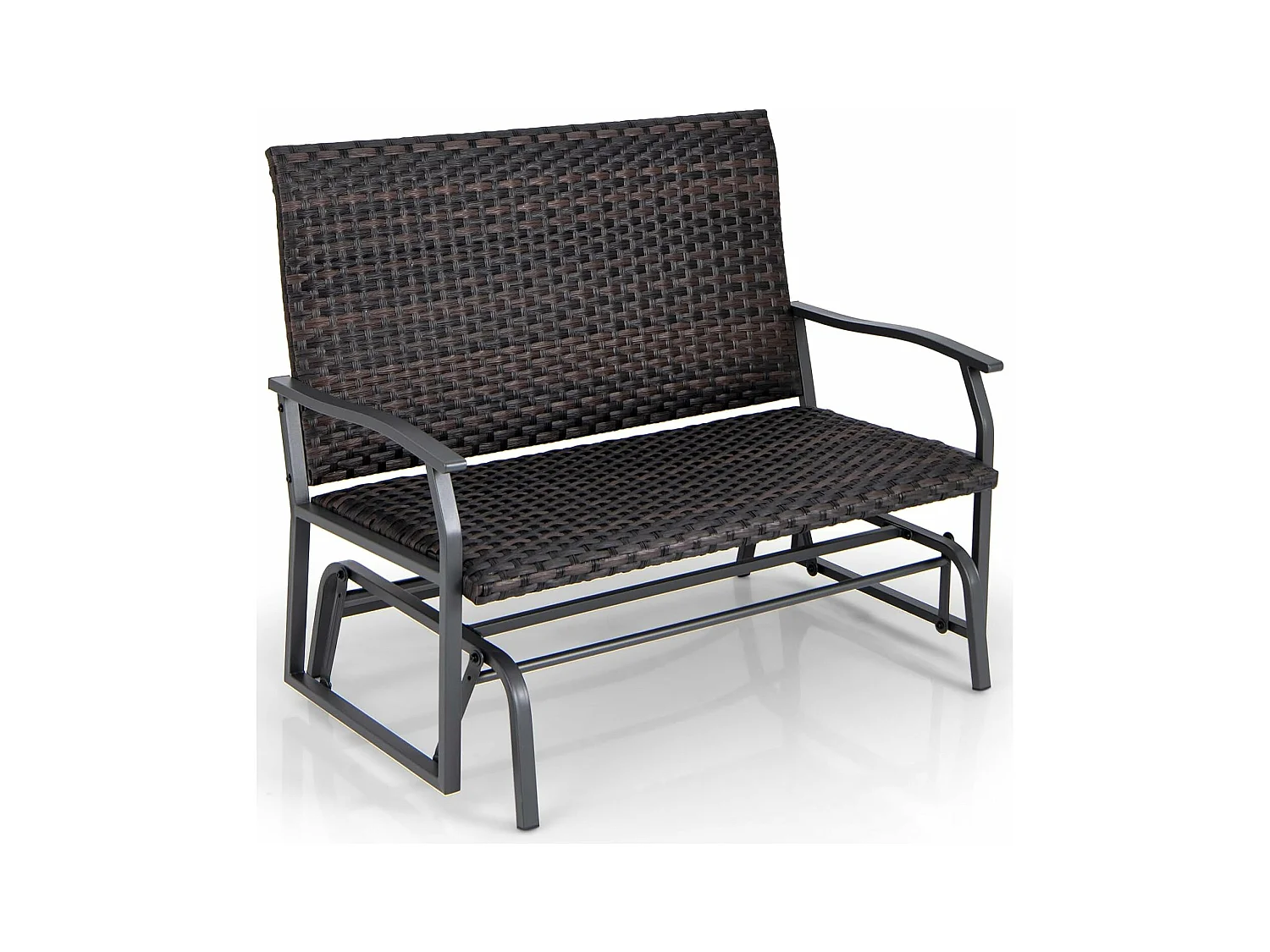 Tuinbank van polyrotan, weerbestendige schommelbank met zachte glijbeweging en comfortabele katoenen vulling, 2-zitbank, belastbaar tot 360 kg, ZB33614