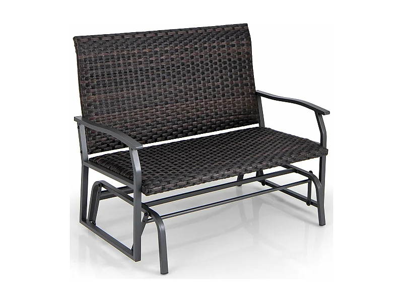 Tuinbank van polyrotan, weerbestendige schommelbank met zachte glijbeweging en comfortabele katoenen vulling, 2-zitbank, belastbaar tot 360 kg, ZB33614