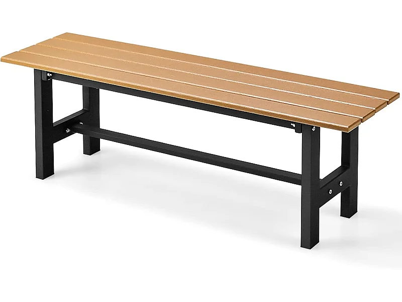 Tuinbank, weerbestendig, 2-zitsbank, tot 300 kg belastbaar, all-weather parkbank van HDPE, terrasbank zonder rugleuning 120 x 36 x 40,5 cm (bruin) ZB33351