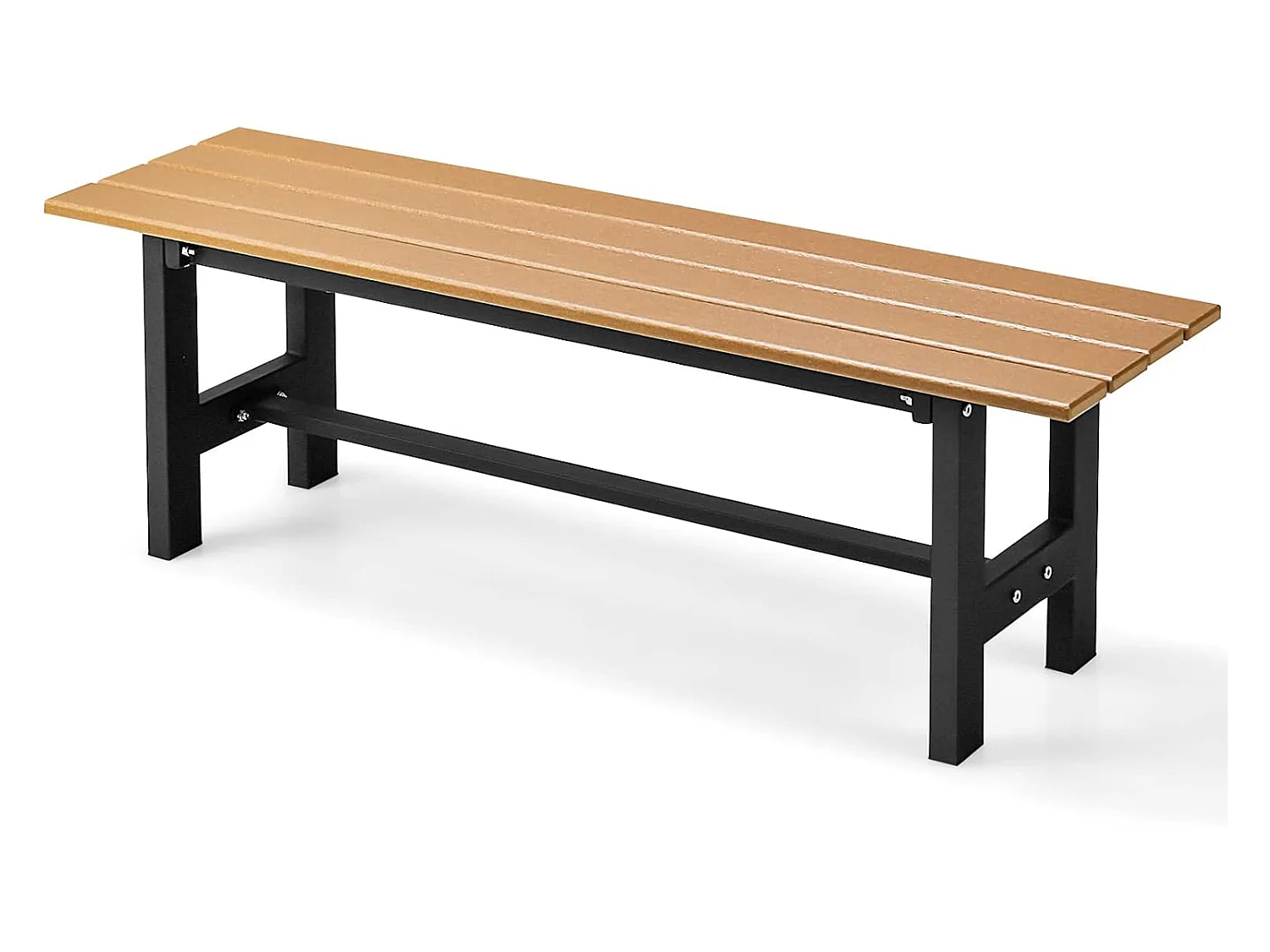 Tuinbank, weerbestendig, 2-zitsbank, tot 300 kg belastbaar, all-weather parkbank van HDPE, terrasbank zonder rugleuning 120 x 36 x 40,5 cm (bruin) ZB33351