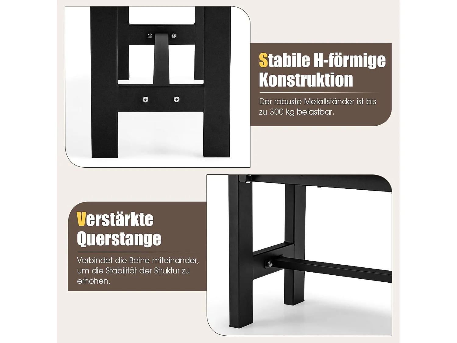 Tuinbank, weerbestendig, 2-zitsbank, tot 300 kg belastbaar, all-weather parkbank van HDPE, terrasbank zonder rugleuning 120 x 36 x 40,5 cm (bruin) ZB33351