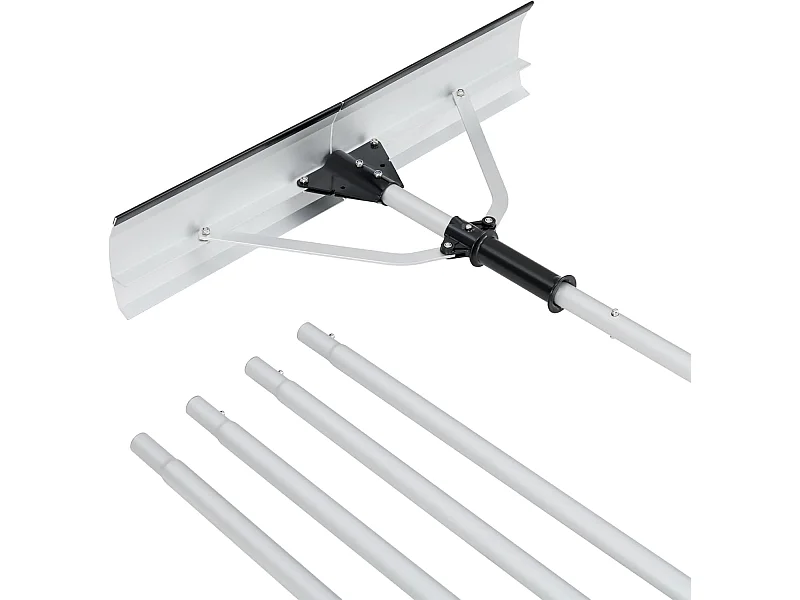 Sneeuwschep dak met rubberen lip & inklapbaar sneeuwschild, van aluminium, sneeuwschuiver, instelbereik 192-634 cm, sneeuwruimer voor zonne-installatie en dak
