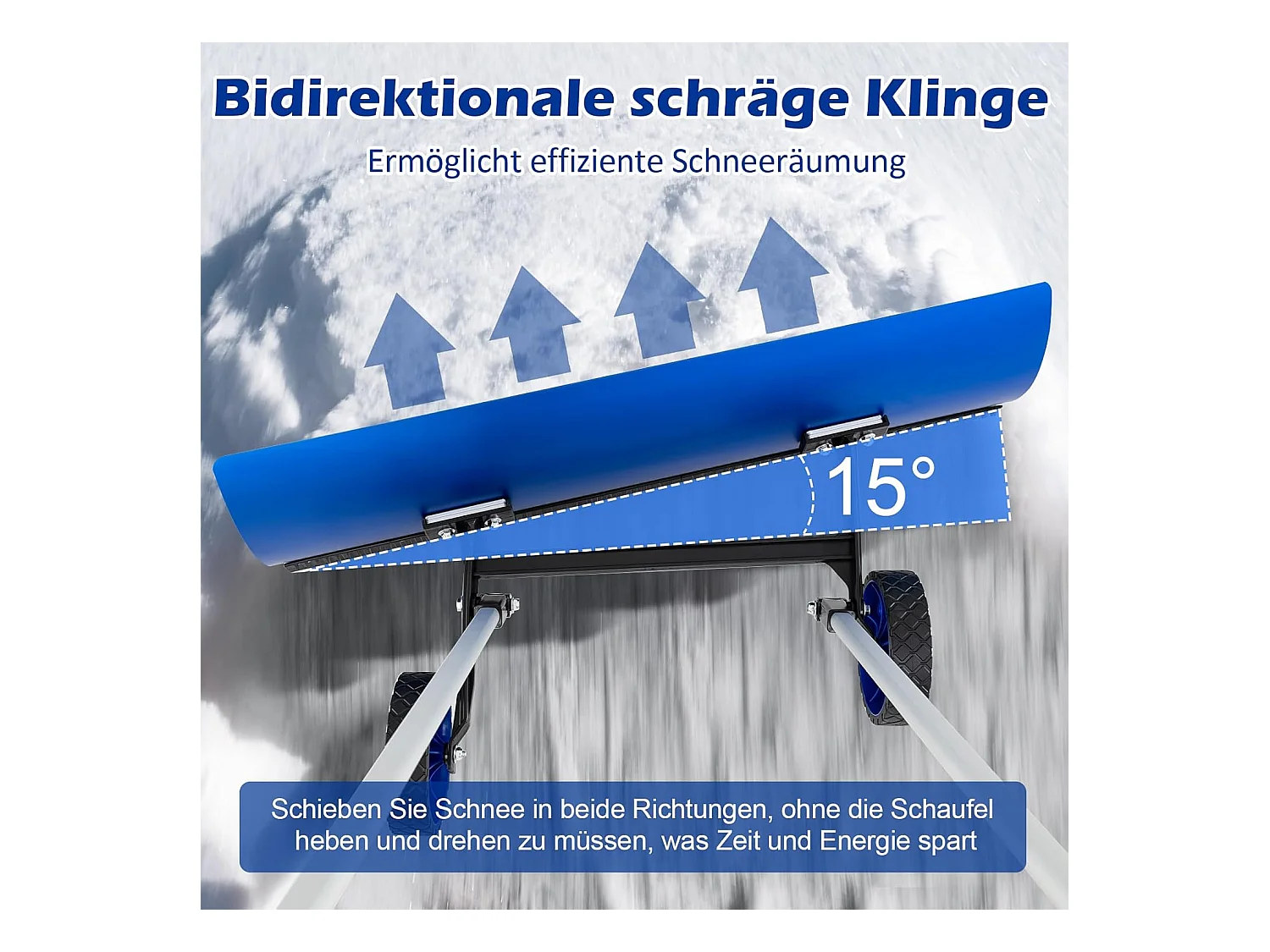 Sneeuwschep op wielen, in hoogte verstelbaar, sneeuwschuiver met aan beide zijden hellend lemmet, sneeuwruimer, sneeuwschild 95 cm, ZB34356
