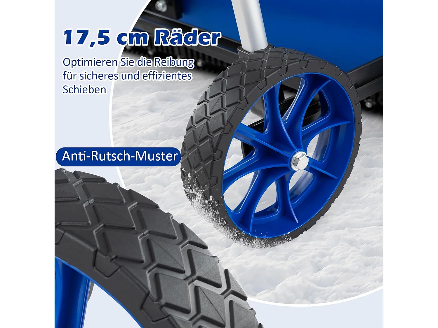 Sneeuwschep op wielen, in hoogte verstelbaar, sneeuwschuiver met aan beide zijden hellend lemmet, sneeuwruimer, sneeuwschild 95 cm, ZB34356