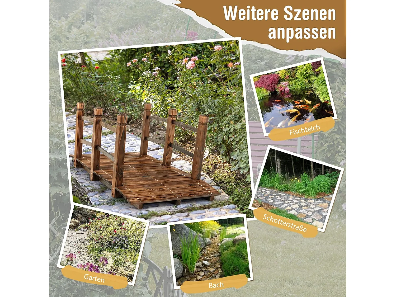 2-delige set, bruin, houten wiel met plaatstaal, houten wagen, decoratief Wagon wiel, 76x76x3,5 cm  SF6289